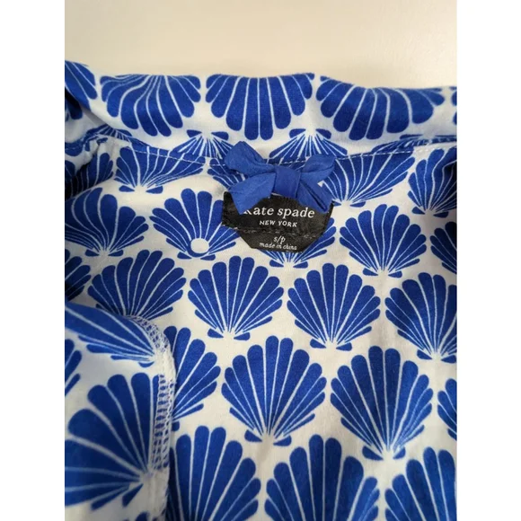 Women's Kate Spade Blue & White Seashell Pajama Top S - Picture 2 of 5